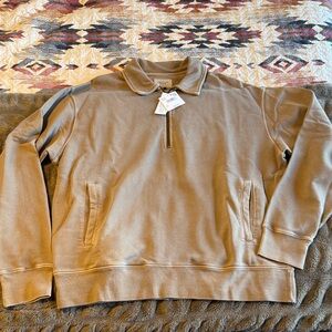 Men's Tan Sweater with Zip Collar